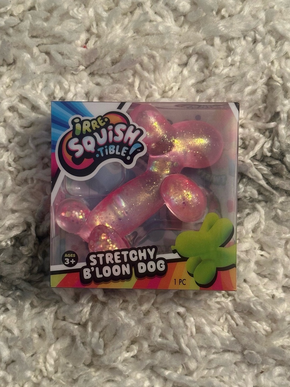 NEW Stretchy Balloon Dog Pink Sugar Squishy Irre-squish-tible by Ja-Ru Toy
